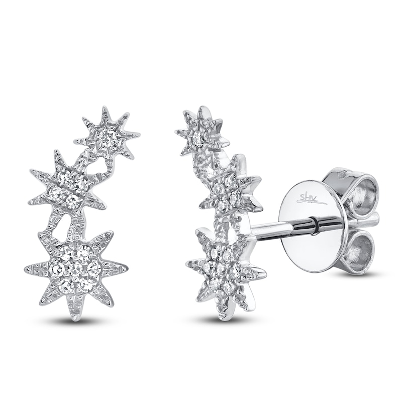 Main Image 2 of Shy Creation Diamond Graduated Star Trio Earrings 1/20 ct tw 14K White Gold J-SC55006157