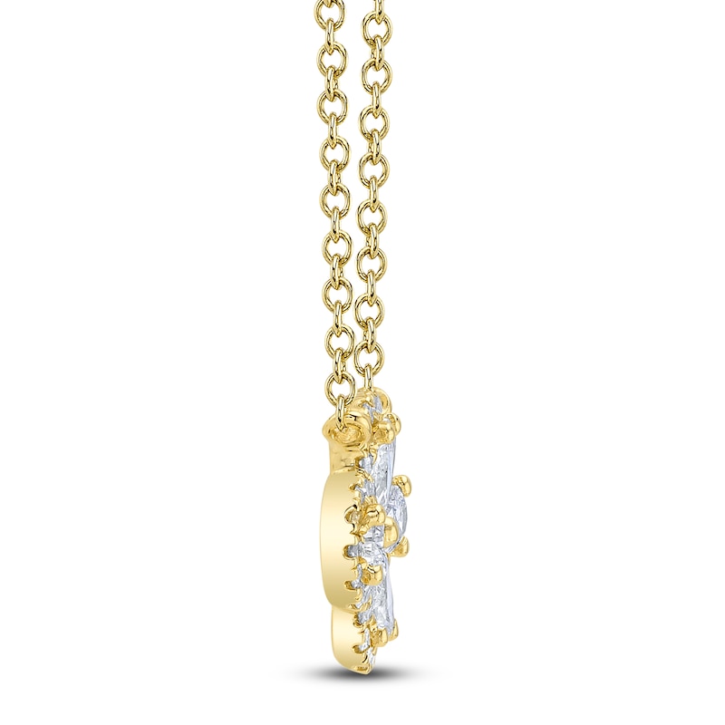 Main Image 3 of Shy Creation Pear-Shaped & Round-Cut Diamond Clover Necklace 3/8 ct tw 14K Yellow Gold 18" J-SC55019421