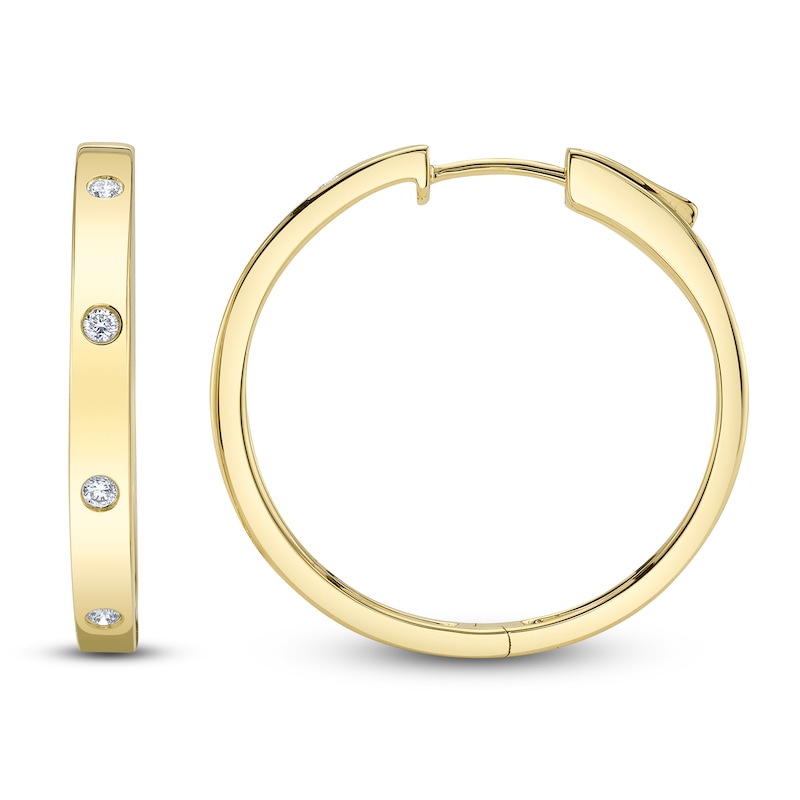 Main Image 2 of Shy Creation Diamond Hoop Earrings 1/8 ct tw 14K Yellow Gold J-SC55020226