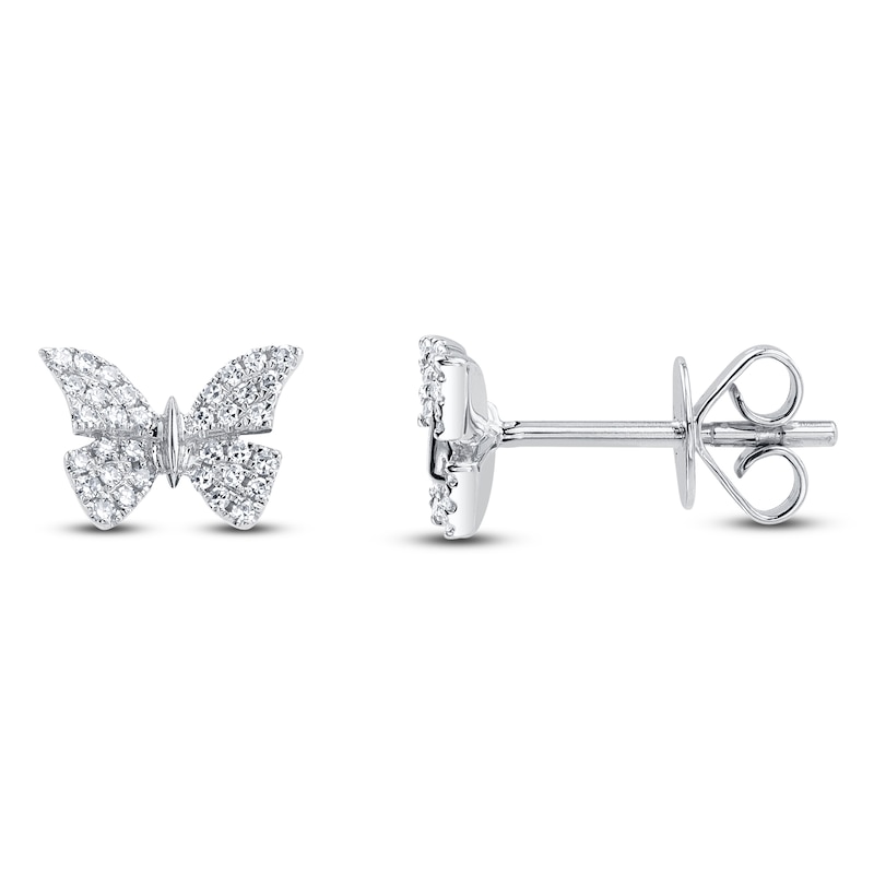 Main Image 2 of Shy Creation Diamond Butterfly Stud Earrings 1/8 ct tw 14K White Gold J-SC55024043