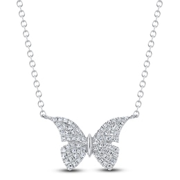 Shy Creation Diamond Butterfly Necklace 1/8 ct tw 14K White Gold 18" J-SC55024049