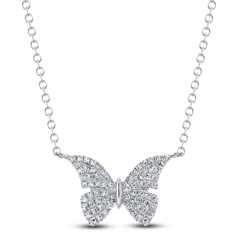 Main Image 1 of Shy Creation Diamond Butterfly Necklace 1/8 ct tw 14K White Gold 18" J-SC55024049