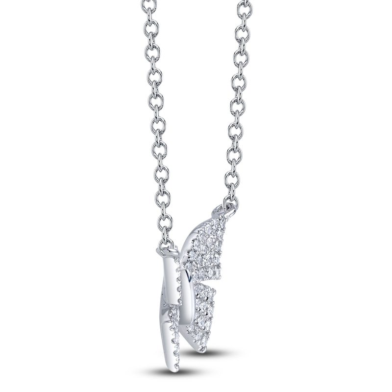 Main Image 2 of Shy Creation Diamond Butterfly Necklace 1/8 ct tw 14K White Gold 18" J-SC55024049