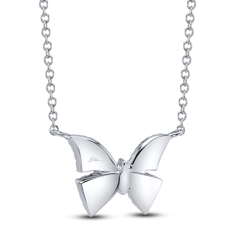 Main Image 3 of Shy Creation Diamond Butterfly Necklace 1/8 ct tw 14K White Gold 18" J-SC55024049