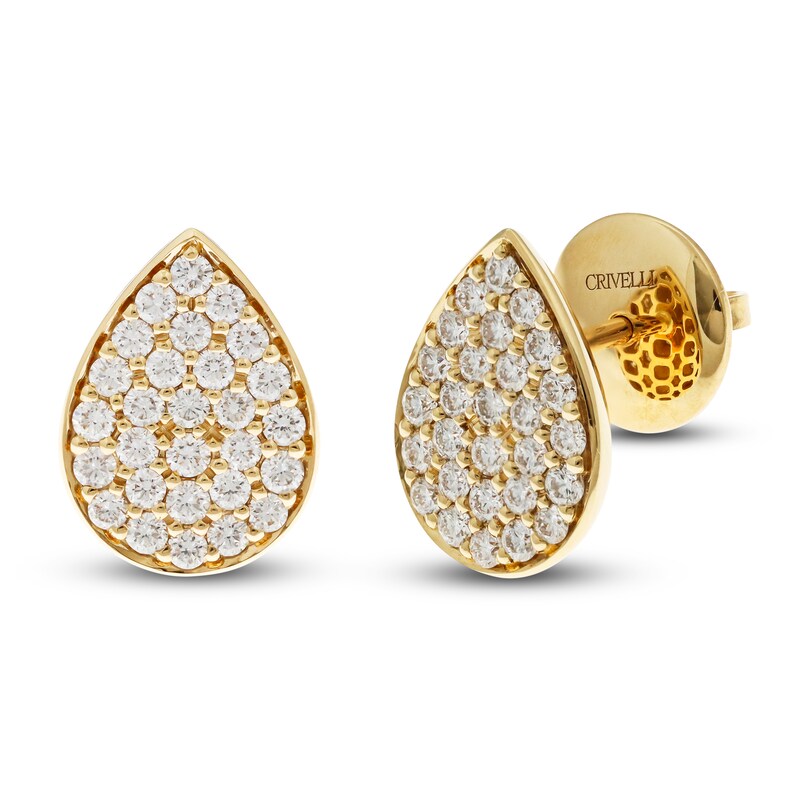 Main Image 2 of Crivelli Multi-Diamond Pear-Shaped Earrings 5/8 ct tw 18K Yellow Gold
