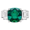Thumbnail Image 2 of Cushion-Cut Lab-Created Emerald & Baguette-Cut White Lab-Created Sapphire Ring Sterling Silver