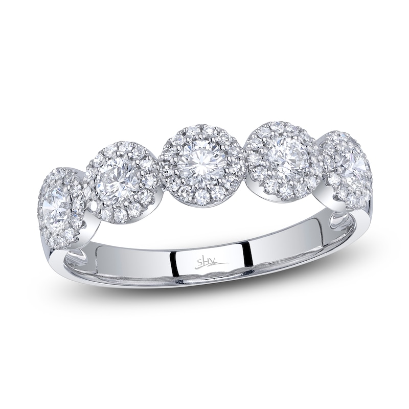 Main Image 1 of Shy Creation Diamond Five-Stone Halo Fashion Ring 5/8 ct tw 14K White Gold SC55002615Z7