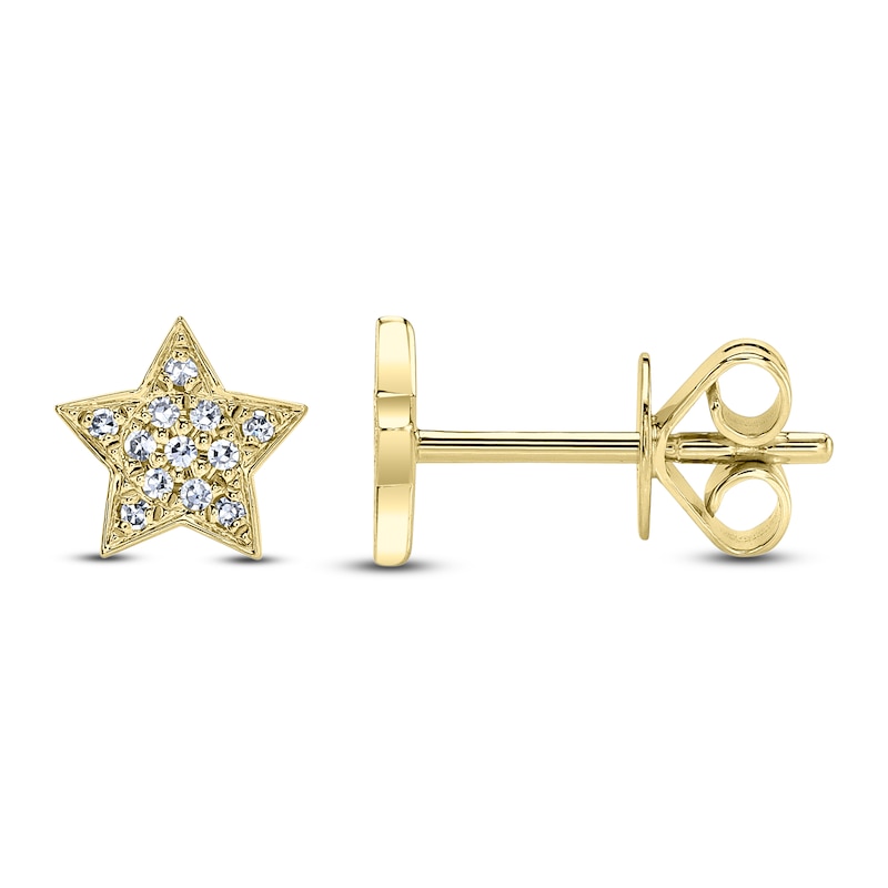 Main Image 1 of Shy Creation Diamond Star Stud Earrings 1/20 ct tw 14K Yellow Gold J-SC55001267