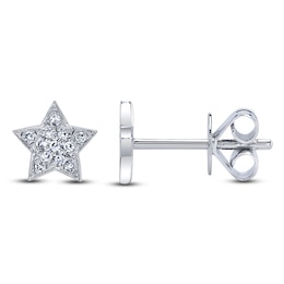 Shy Creation Diamond Star Stud Earrings 1/20 ct tw 14K White Gold J-SC55001302