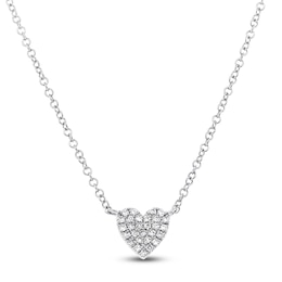 Shy Creation Diamond Heart Necklace 1/15 ct tw 14K White Gold 18" J-SC55002132