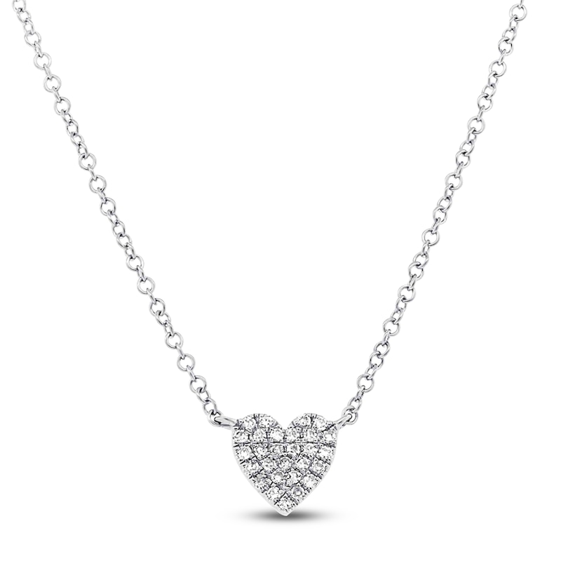 Main Image 1 of Shy Creation Diamond Heart Necklace 1/15 ct tw 14K White Gold 18" J-SC55002132