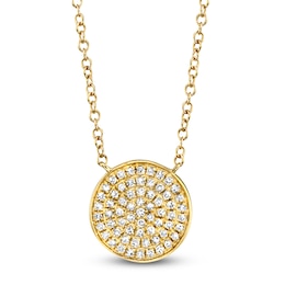 Shy Creation Diamond Circle Necklace 1/10 ct tw 14K Yellow Gold 18" J-SC55002399