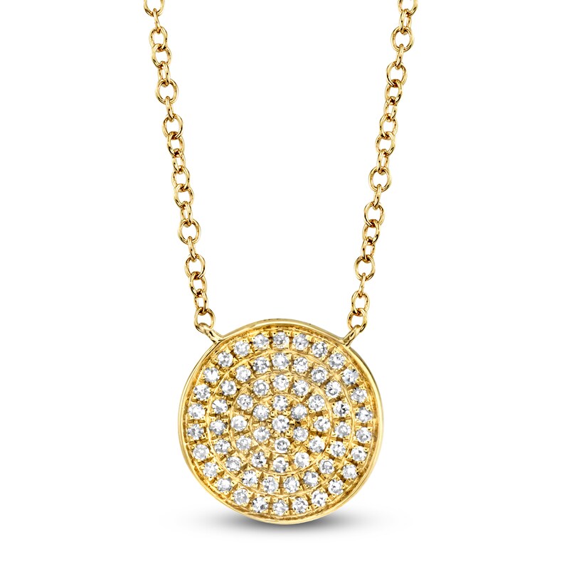 Main Image 1 of Shy Creation Diamond Circle Necklace 1/10 ct tw 14K Yellow Gold 18" J-SC55002399