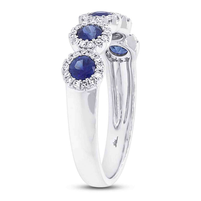 Main Image 2 of Shy Creation Natural Blue Sapphire & Diamond Halo Ring 1/5 ct tw 14K White Gold SC55002750Z7