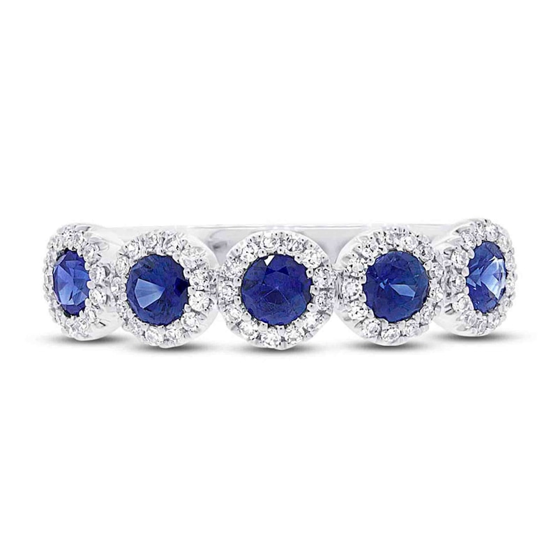 Main Image 3 of Shy Creation Natural Blue Sapphire & Diamond Halo Ring 1/5 ct tw 14K White Gold SC55002750Z7