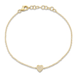 Shy Creation Diamond Accent Heart Bracelet 14K Yellow Gold 7" J-SC55002977