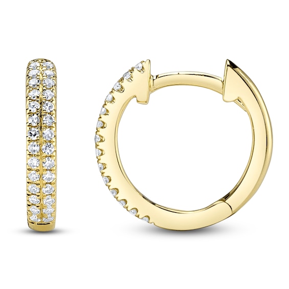 Shy Creation Diamond Huggie Hoop Earrings 1/10 ct tw 14K Yellow Gold SC55004582V4