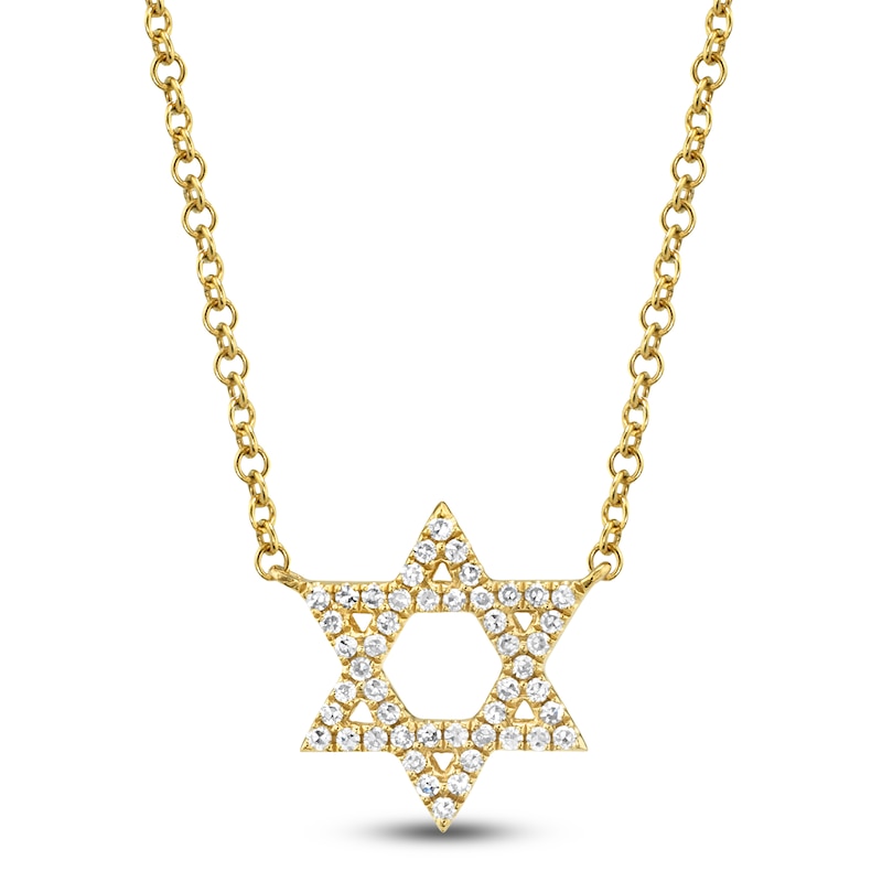 Main Image 1 of Shy Creation Diamond Star of David Necklace 1/10 ct tw 14K Yellow Gold 18" J-SC55005242