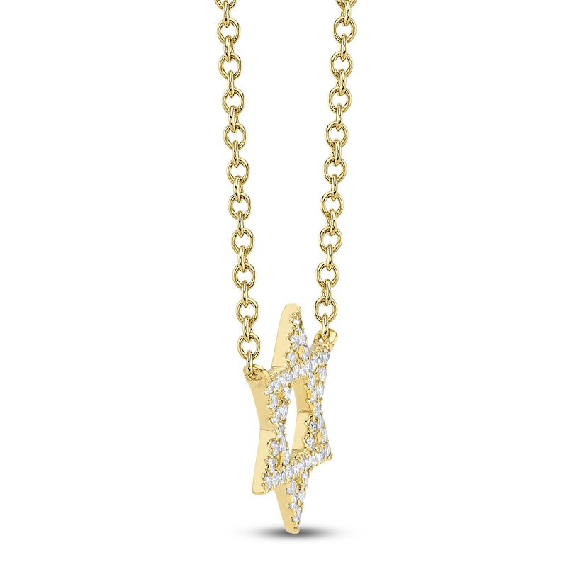 Main Image 2 of Shy Creation Diamond Star of David Necklace 1/10 ct tw 14K Yellow Gold 18" J-SC55005242
