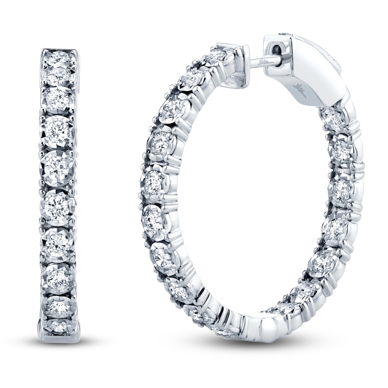 Main Image 1 of Shy Creation Diamond Inside-Out Hoop Earrings 1 ct tw 14K White Gold J-SC55006309