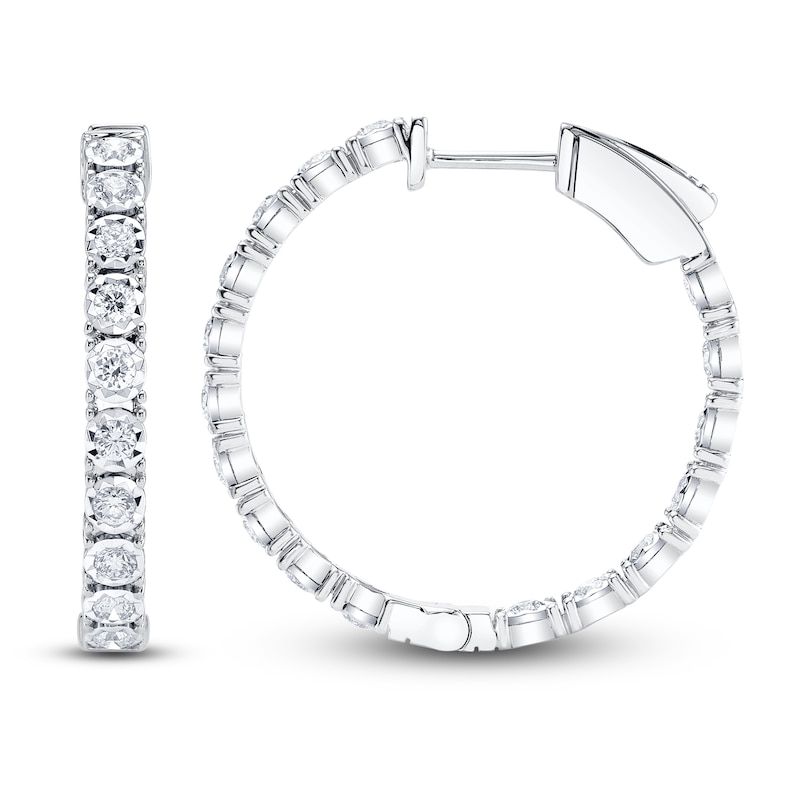 Main Image 2 of Shy Creation Diamond Inside-Out Hoop Earrings 1 ct tw 14K White Gold J-SC55006309
