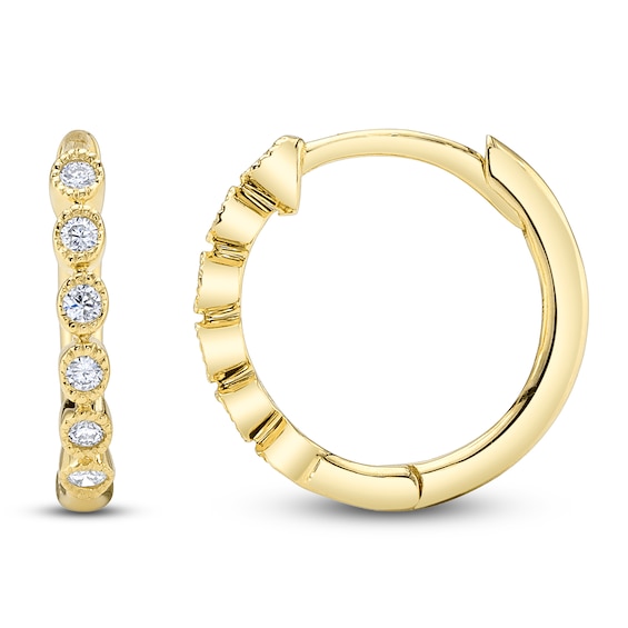 Shy Creation Diamond Bezel-Set Hoop Earrings 1/10 ct tw 14K Yellow Gold SC55006356