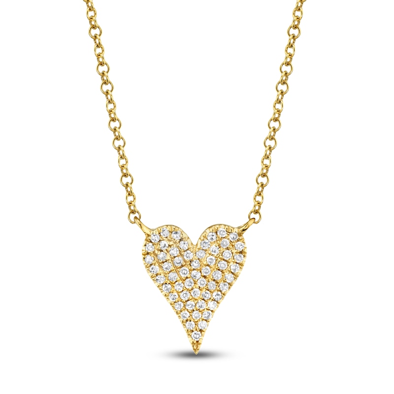 Main Image 1 of Shy Creation Diamond Heart Necklace 1/10 ct tw 14K Yellow Gold 18" J-SC55006926