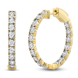 Shy Creation Diamond Inside-Out Hoop Earrings 1 ct tw 14K Yellow Gold J-SC55006310