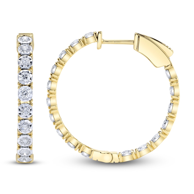 Main Image 1 of Shy Creation Diamond Inside-Out Hoop Earrings 1 ct tw 14K Yellow Gold J-SC55006310