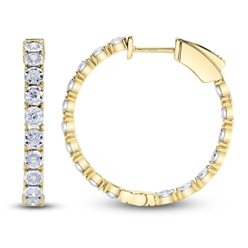 Main Image 2 of Shy Creation Diamond Inside-Out Hoop Earrings 1 ct tw 14K Yellow Gold J-SC55006310