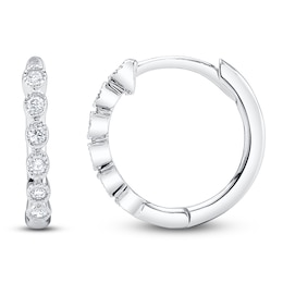 Shy Creation Diamond Bezel-Set Hoop Earrings 1/10 ct tw 14K White Gold J-SC55006355