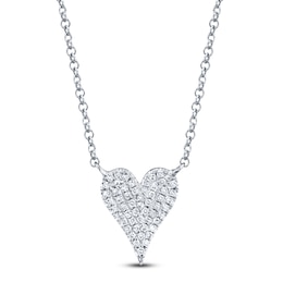 Shy Creation Diamond Heart Necklace 1/10 ct tw 14K White Gold 18" SC55006925