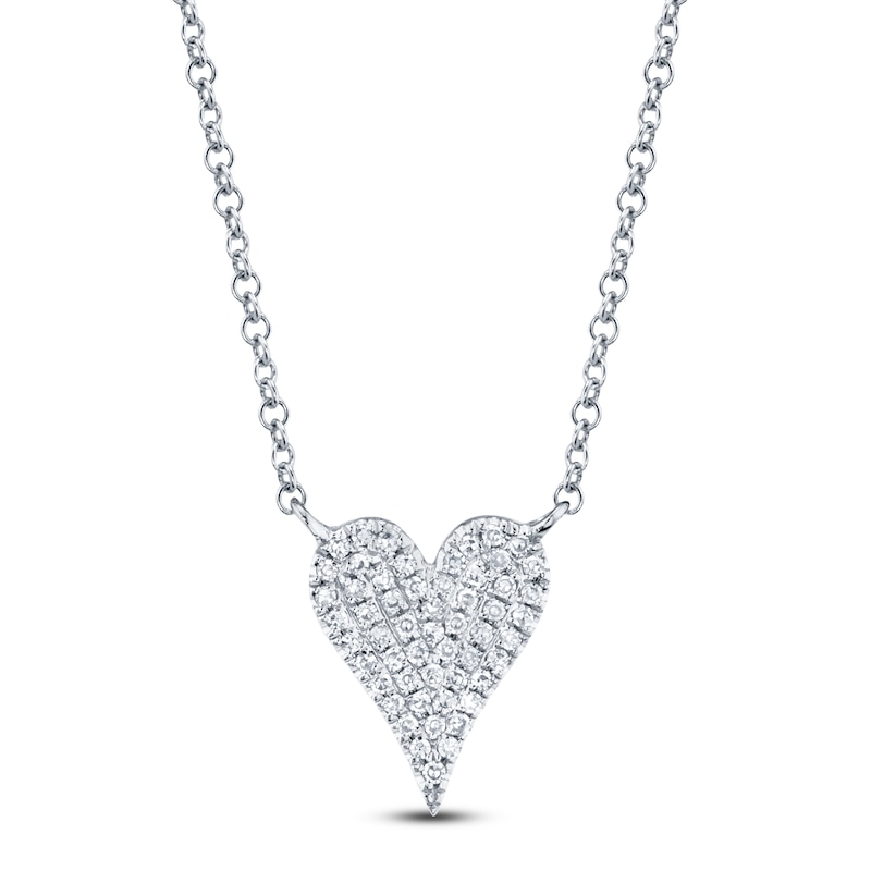 Main Image 1 of Shy Creation Diamond Heart Necklace 1/10 ct tw 14K White Gold 18" SC55006925