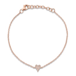 Shy Creation Diamond Heart Bracelet 1/20 ct tw 14K Rose Gold 7" J-SC55007635
