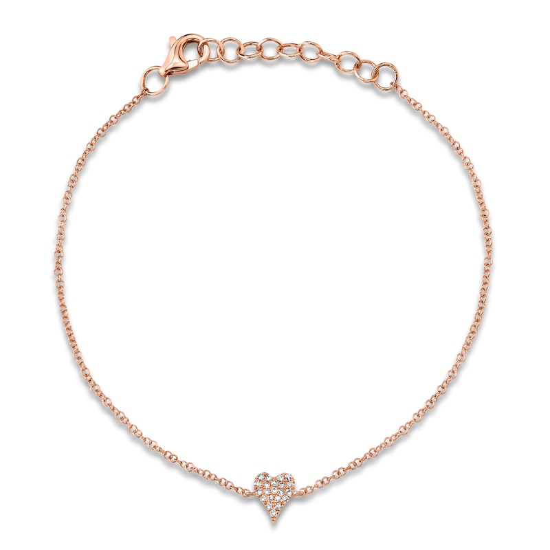Main Image 1 of Shy Creation Diamond Heart Bracelet 1/20 ct tw 14K Rose Gold 7" J-SC55007635