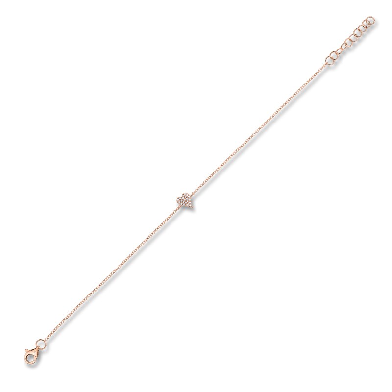 Main Image 2 of Shy Creation Diamond Heart Bracelet 1/20 ct tw 14K Rose Gold 7" J-SC55007635