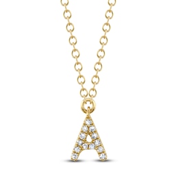 Shy Creation Diamond Accent Initial A Necklace 14K Yellow Gold 18" J-SC55007904-A
