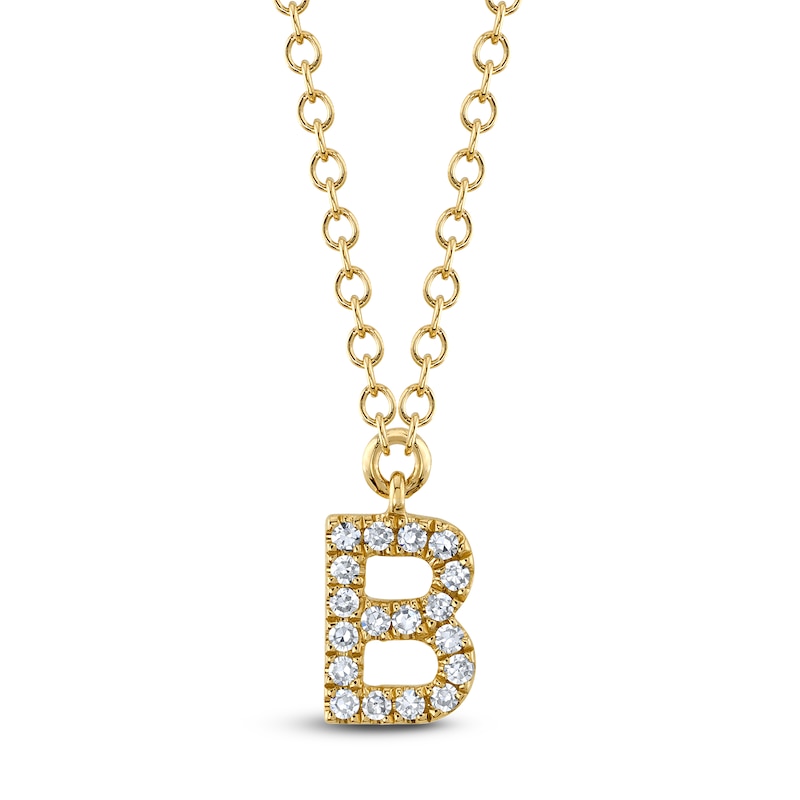 Main Image 1 of Shy Creation Diamond Initial B Necklace 1/20 ct tw 14K Yellow Gold 18" J-SC55007904-B