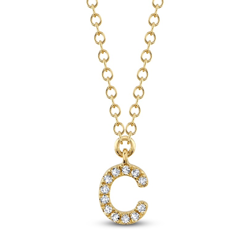 Main Image 1 of Shy Creation Diamond Accent Initial C Necklace 14K Yellow Gold 18" J-SC55007904-C