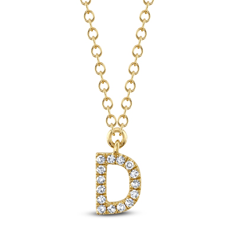 Main Image 1 of Shy Creation Diamond Initial D Necklace 1/20 ct tw 14K Yellow Gold 18" J-SC55007904-D