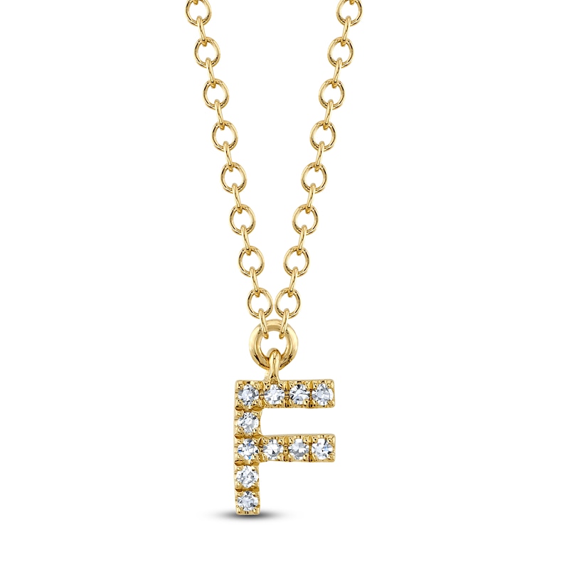 Main Image 1 of Shy Creation Diamond Accent Initial F Necklace 14K Yellow Gold 18" J-SC55007904-F