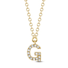 Shy Creation Diamond Initial G Necklace 1/20 ct tw 14K Yellow Gold 18" J-SC55007904-G