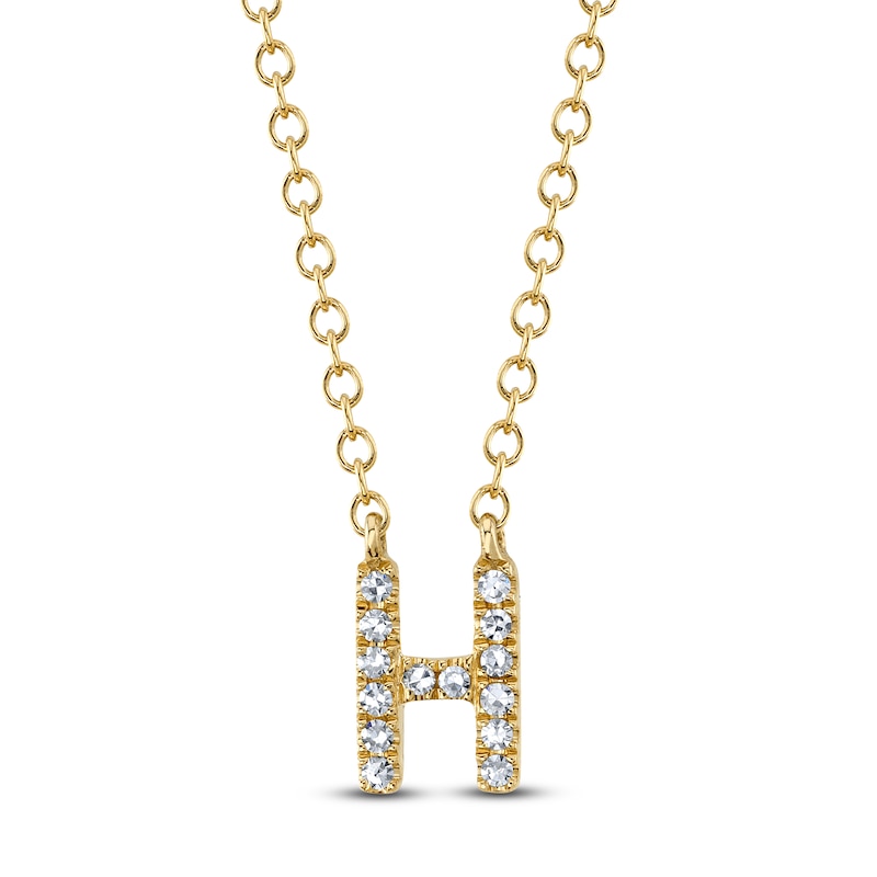 Main Image 1 of Shy Creation Diamond Initial H Necklace 1/20 ct tw 14K Yellow Gold 18" J-SC55007904-H