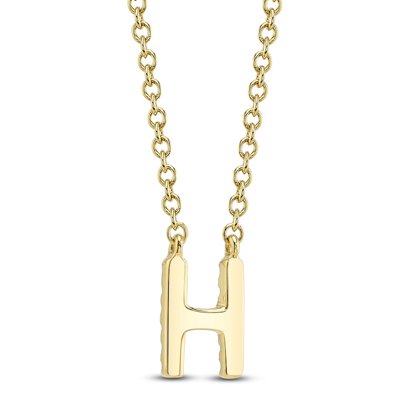 Main Image 3 of Shy Creation Diamond Initial H Necklace 1/20 ct tw 14K Yellow Gold 18" J-SC55007904-H