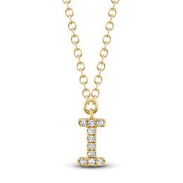Shy Creation Diamond Accent Initial I Necklace 14K Yellow Gold 18" J-SC55007904-I