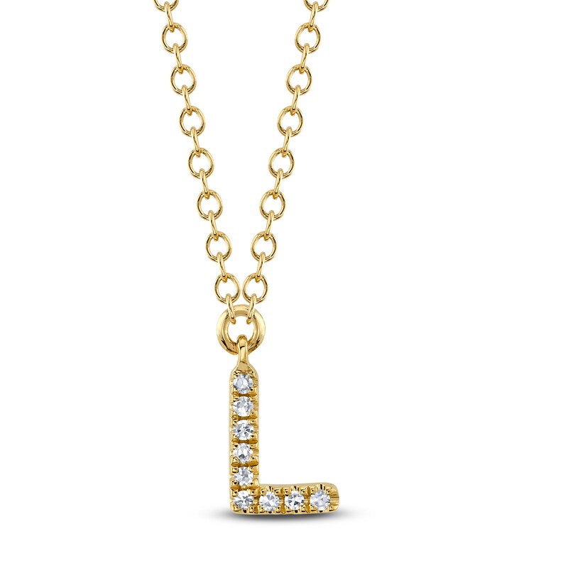 Main Image 1 of Shy Creation Diamond Accent Initial L Necklace 14K Yellow Gold 18" J-SC55007904-L