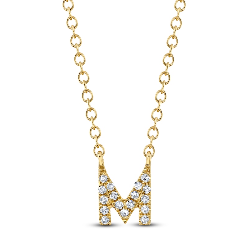 Main Image 1 of Shy Creation Diamond Initial M Necklace 1/20 ct tw 14K Yellow Gold 18" J-SC55007904-M