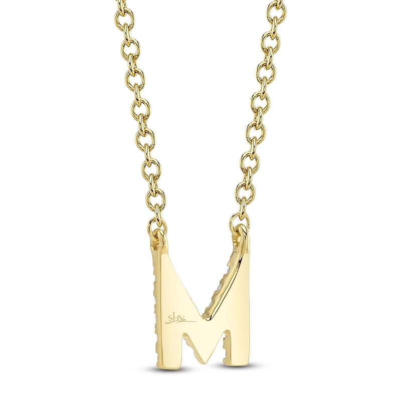 Main Image 3 of Shy Creation Diamond Initial M Necklace 1/20 ct tw 14K Yellow Gold 18" J-SC55007904-M