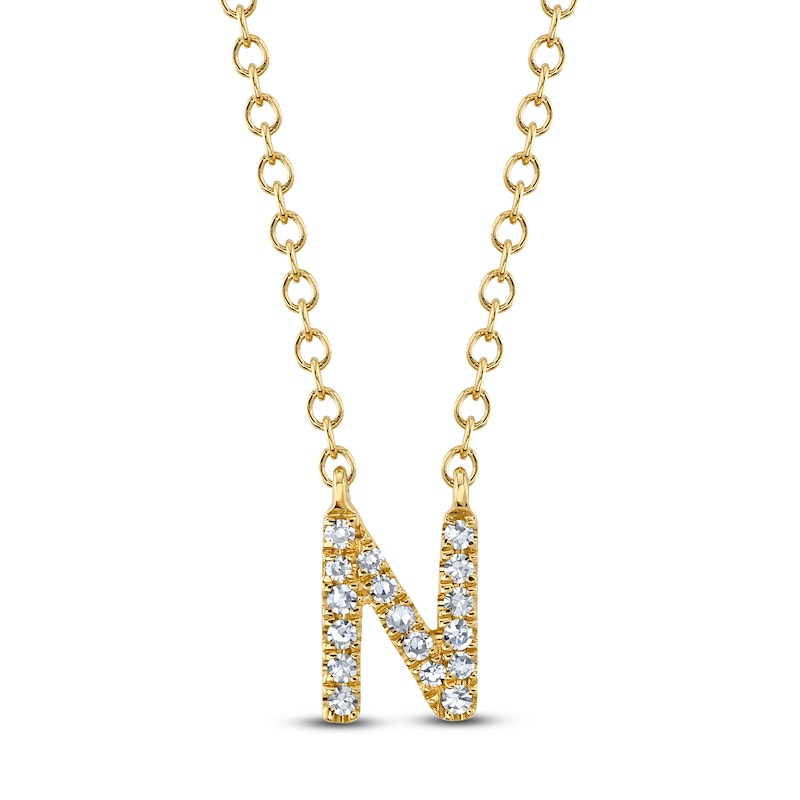 Main Image 1 of Shy Creation Diamond Initial N Necklace 1/20 ct tw 14K Yellow Gold 18" J-SC55007904-N