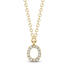 Shy Creation Diamond Initial O Necklace 1/20 ct tw 14K Yellow Gold 18" J-SC55007904-O